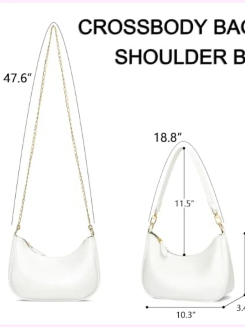 PU Leather Hobo Shoulder Bag with Chain Strap, Zipper Closure, 3 Card Slots